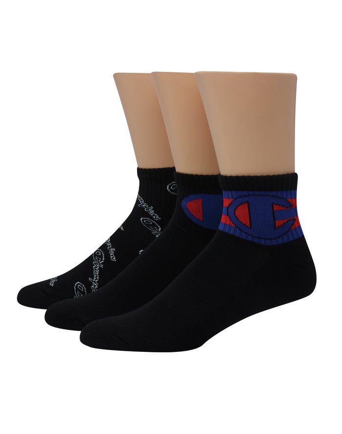 Champion Sokken Heren - Zwart - Ankle Multi-Logo 3-Pairs ( 063852-JQF )